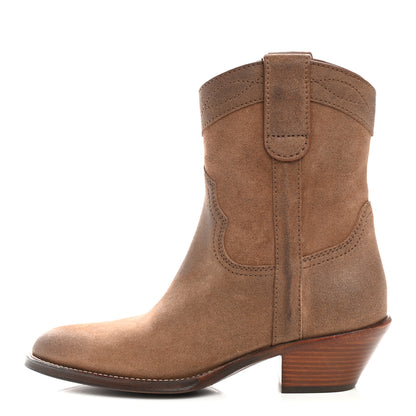Saint Laurent Suede Eastwood Western Boots 37.5 Vintage Brown 1 of 10