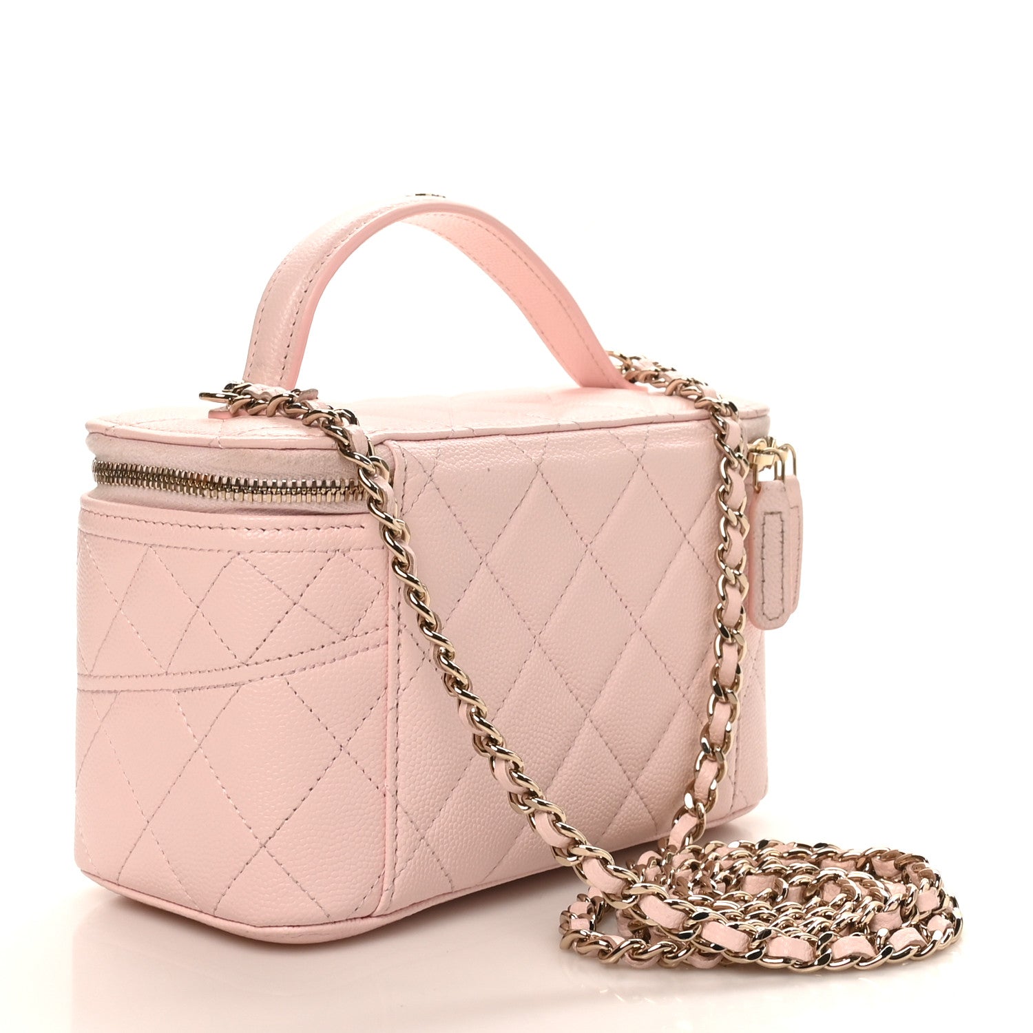 Chanel Caviar Quilted Top Handle Vanity With Chain Light Pink 3 of 12