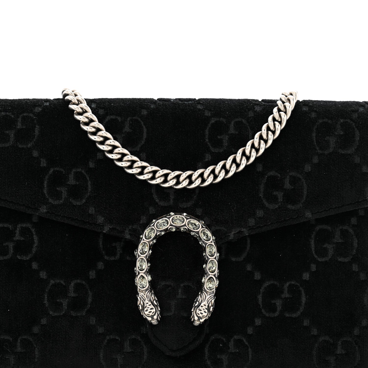 Gucci Velvet GG Monogram Mini Dionysus Chain Wallet Black 9 of 11