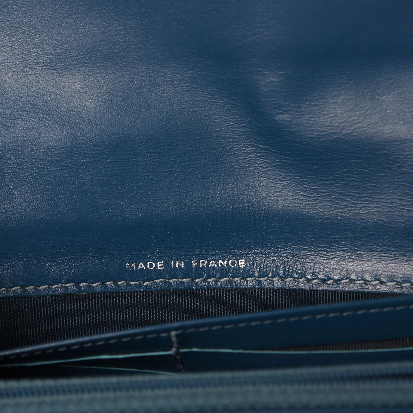 Calfskin Quilted Large Diamond CC Flap Wallet Navy
