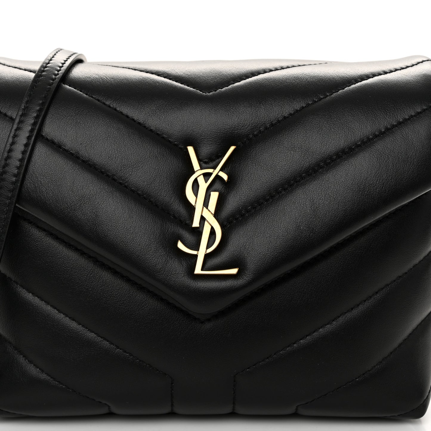 Calfskin Y Quilted Monogram Toy Loulou Crossbody Bag Black