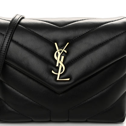 Saint Laurent Calfskin Y Quilted Monogram Toy Loulou Crossbody Bag Black 8 of 10