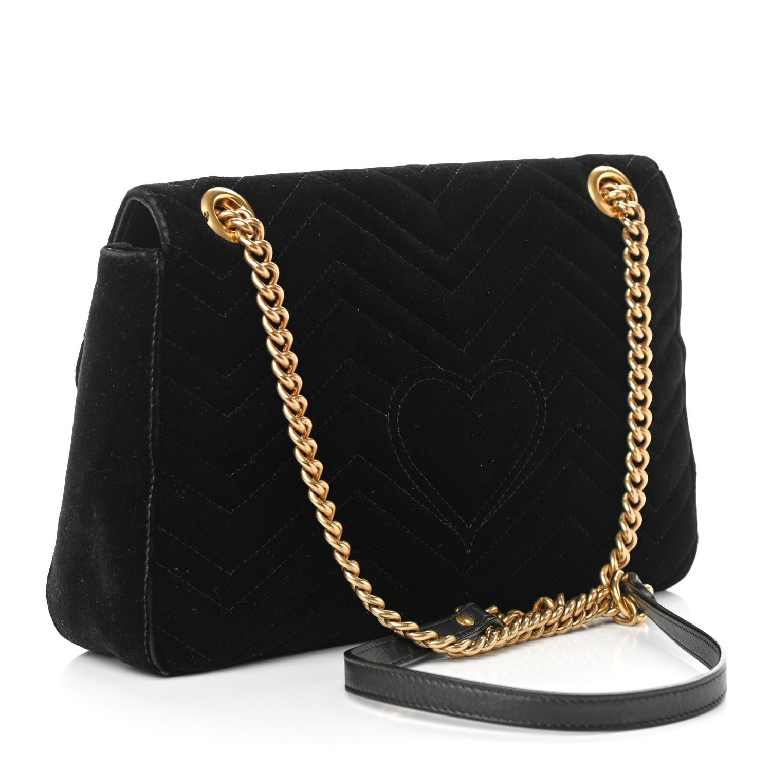 Gucci Velvet Matelasse Medium GG Marmont Shoulder Bag Black 3 of 21