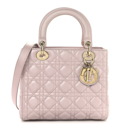 Christian Dior Pearly Lambskin Cannage Medium Lady Dior Lotus 1 of 11