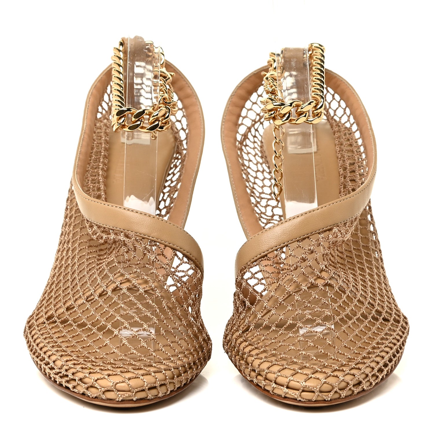 Bottega Veneta Mesh Nappa Chunky Chain Sandals 38.5 Beige Pony 2 of 11