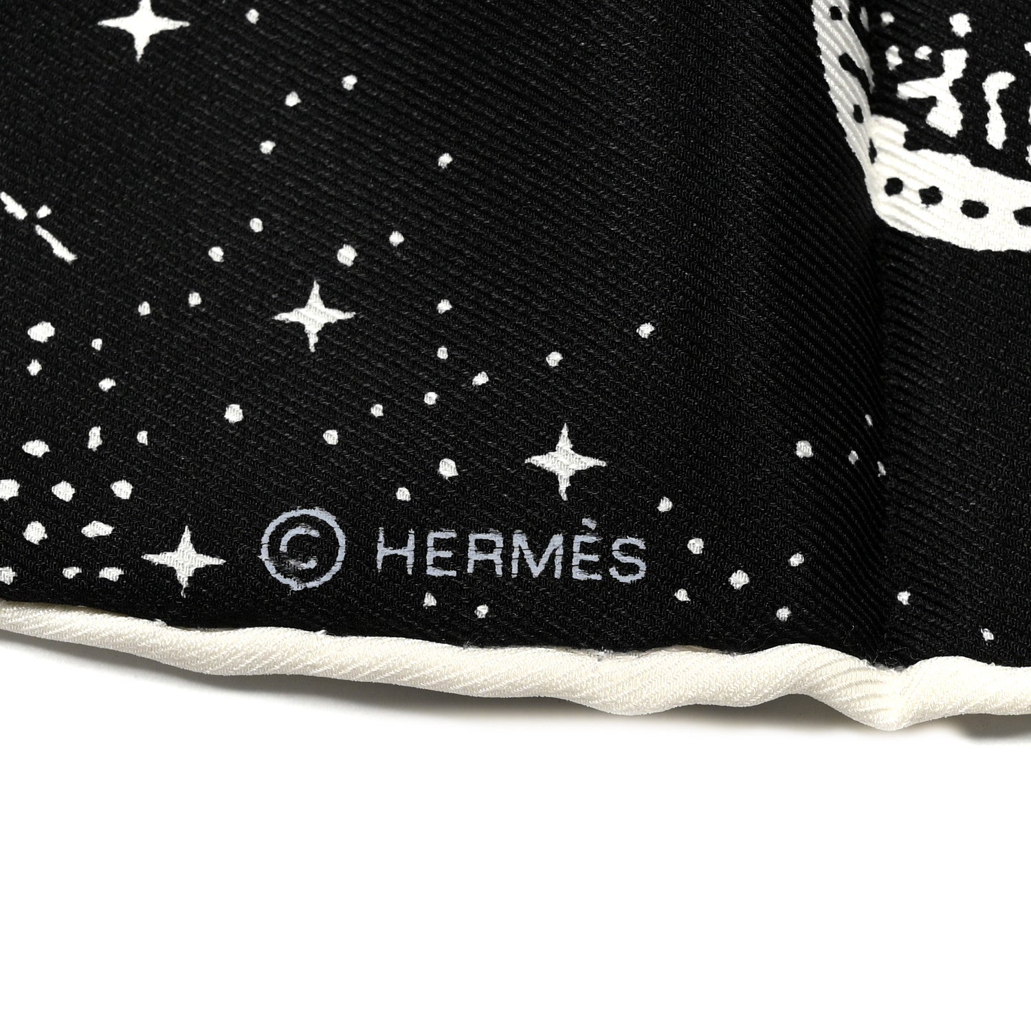 Hermes Silk Clair De Lune Double Face Scarf 70 Black White 4 of 5