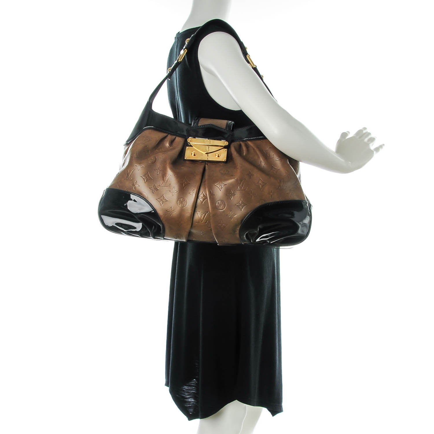 Louis Vuitton Monogram Embossed Polly Hobo Taupe 2 of 7