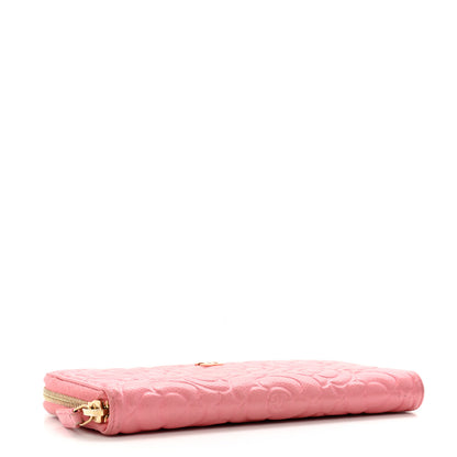 Chanel Caviar Camellia Embossed Zip Around Large Gusset Wallet Pink 4 of 13