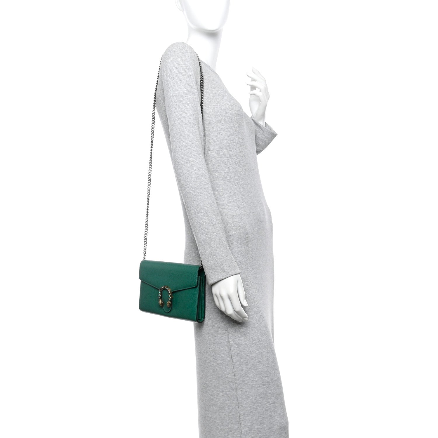 Gucci Calfskin Mini Dionysus Chain Wallet Emerald 2 of 13