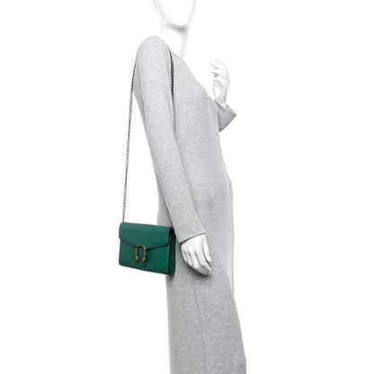 Gucci Calfskin Mini Dionysus Chain Wallet Emerald 2 of 13