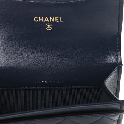 Chanel Lambskin Quilted Flap Card Holder Wallet Navy 7 of 9
