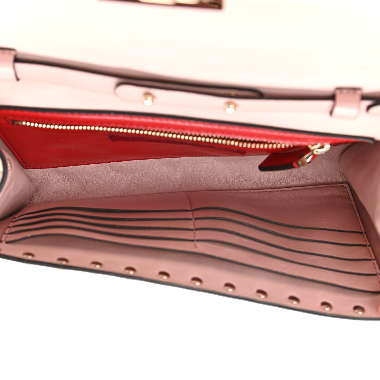 Valentino Garavani Nappa Rockstud Spike Wallet on Chain Water Rose 4 of 9