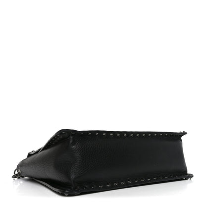 Valentino Garavani Alce Printed Calfskin Rockstud Top Handle Flap Shoulder Bag Black 4 of 9