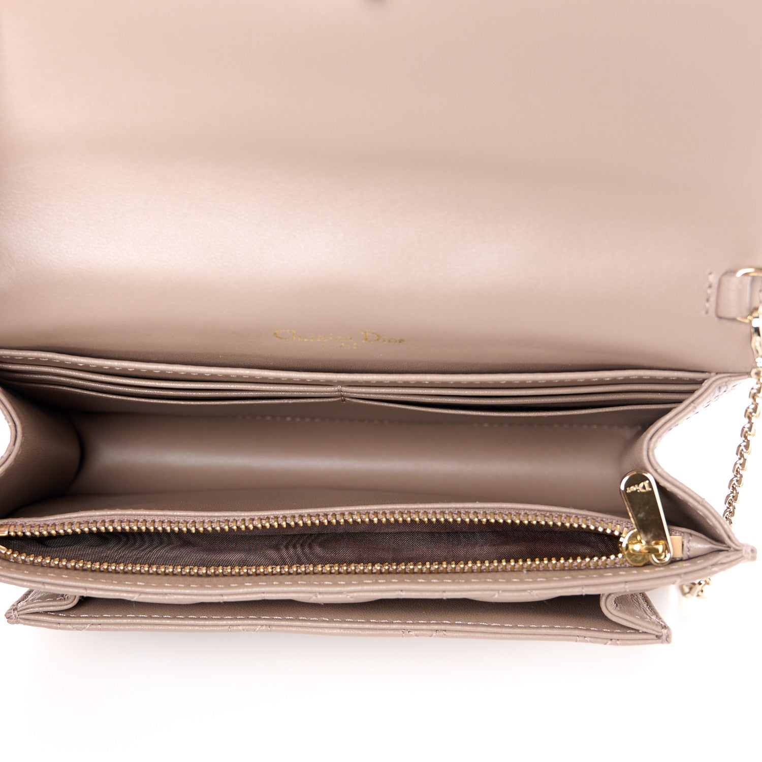 Christian Dior Lambskin Cannage Chain My Dior Daily Chain Pouch Warm Taupe 5 of 12
