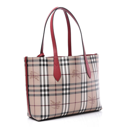Burberry Grainy Calfskin Haymarket Check Small Reversible Tote Red 2 of 10