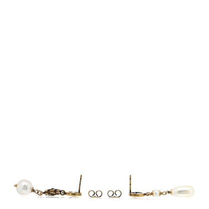 Gucci Pearl Interlocking G Flower Earrings Gold 3 of 4