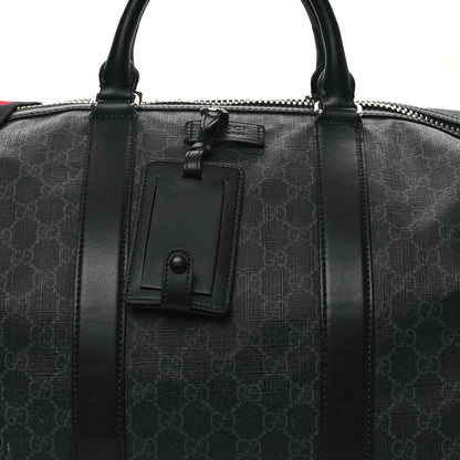 Gucci Soft GG Supreme Monogram Appia Calfskin Web Large Carry On Duffle Bag Black Grey 6 of 11