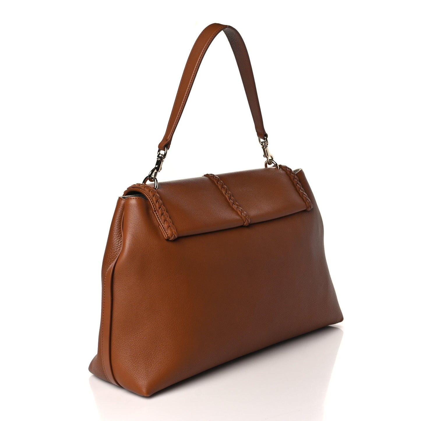 Grained Calfskin Medium Penelope Shoulder Bag Caramel