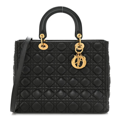 Christian Dior Lambskin Cannage Large Lady Dior Black 1 of 10
