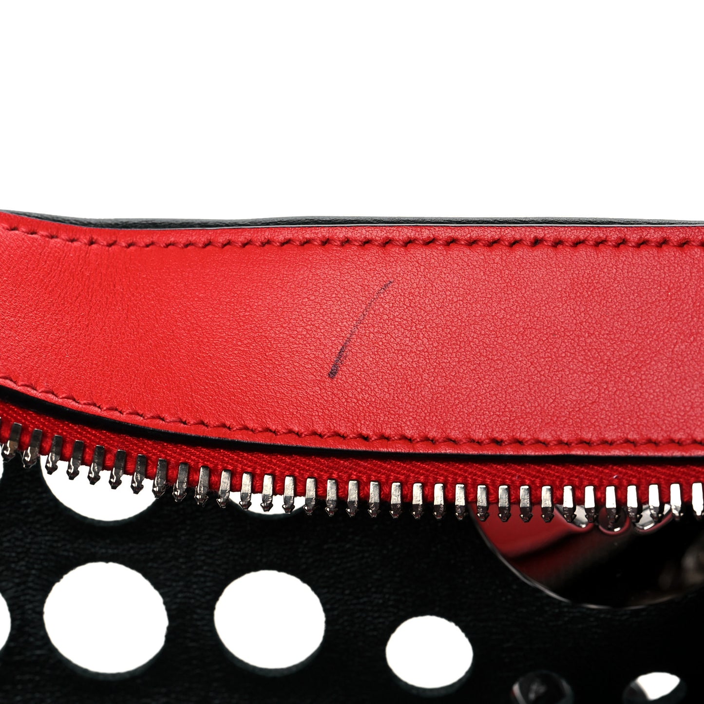 City Calfskin Perforated Chain Shoulder Bag Black Lacca