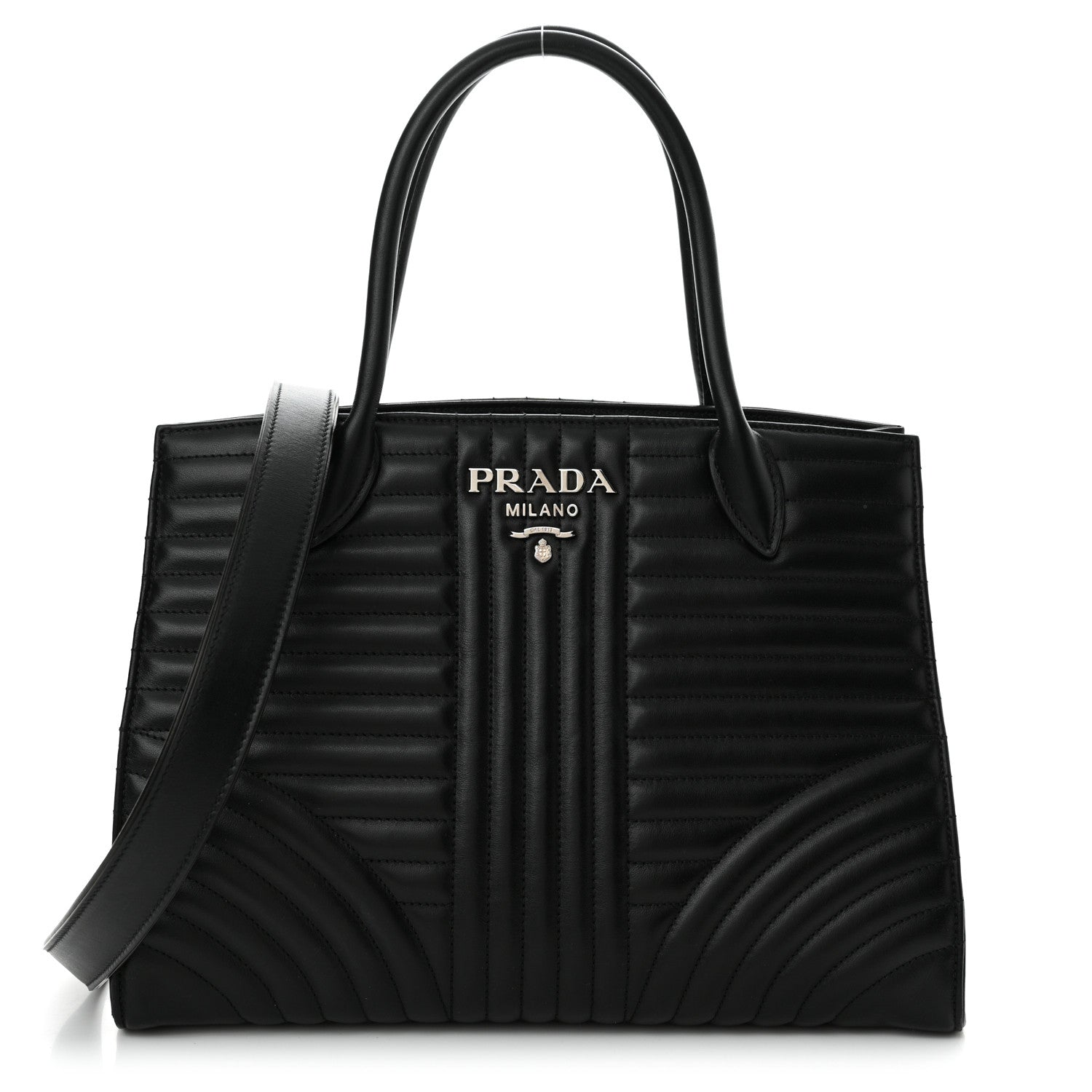Prada Soft Calfskin Impunture Diagramme Tote Black 1 of 11