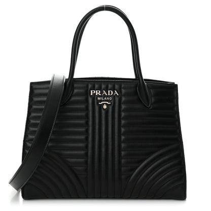 Prada Soft Calfskin Impunture Diagramme Tote Black 1 of 11