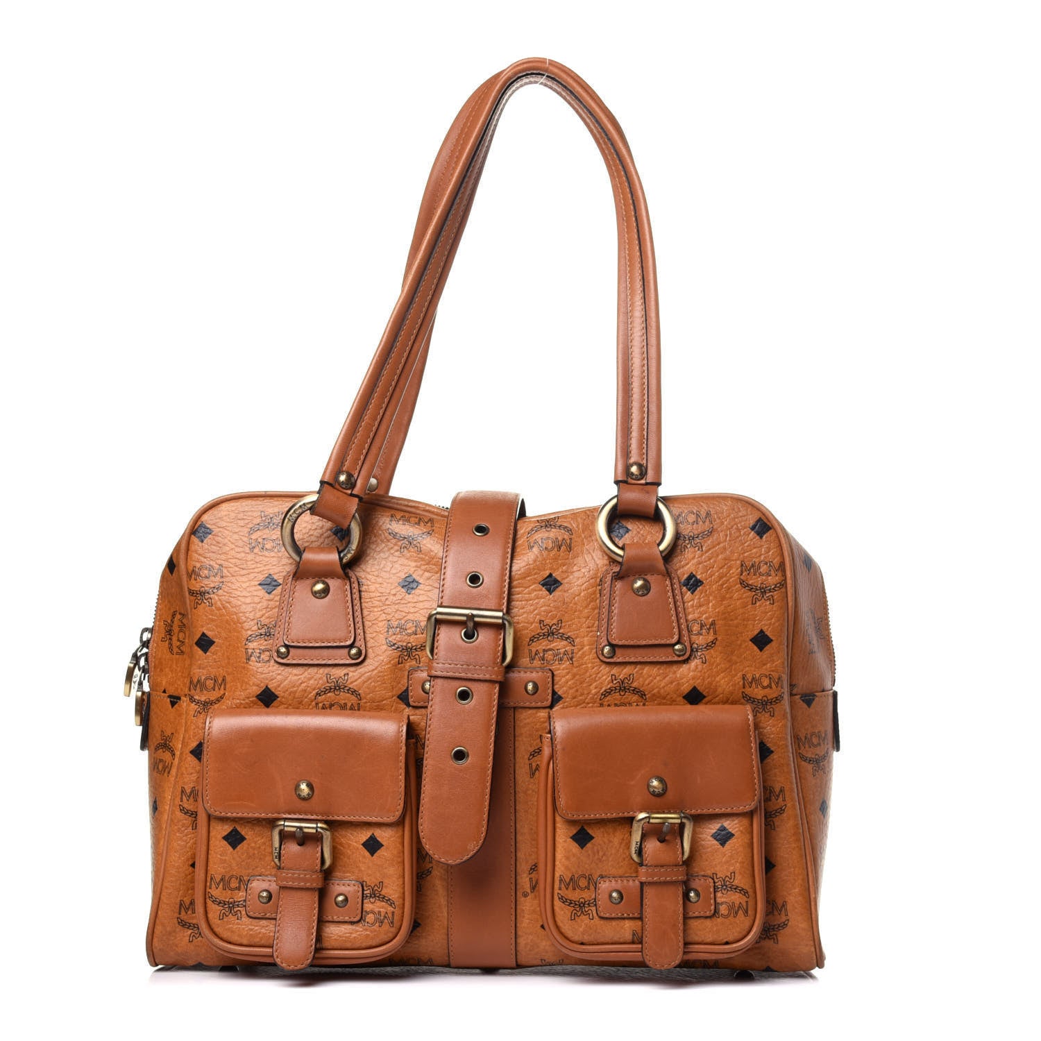 MCM Visetos Satchel Cognac 1 of 12