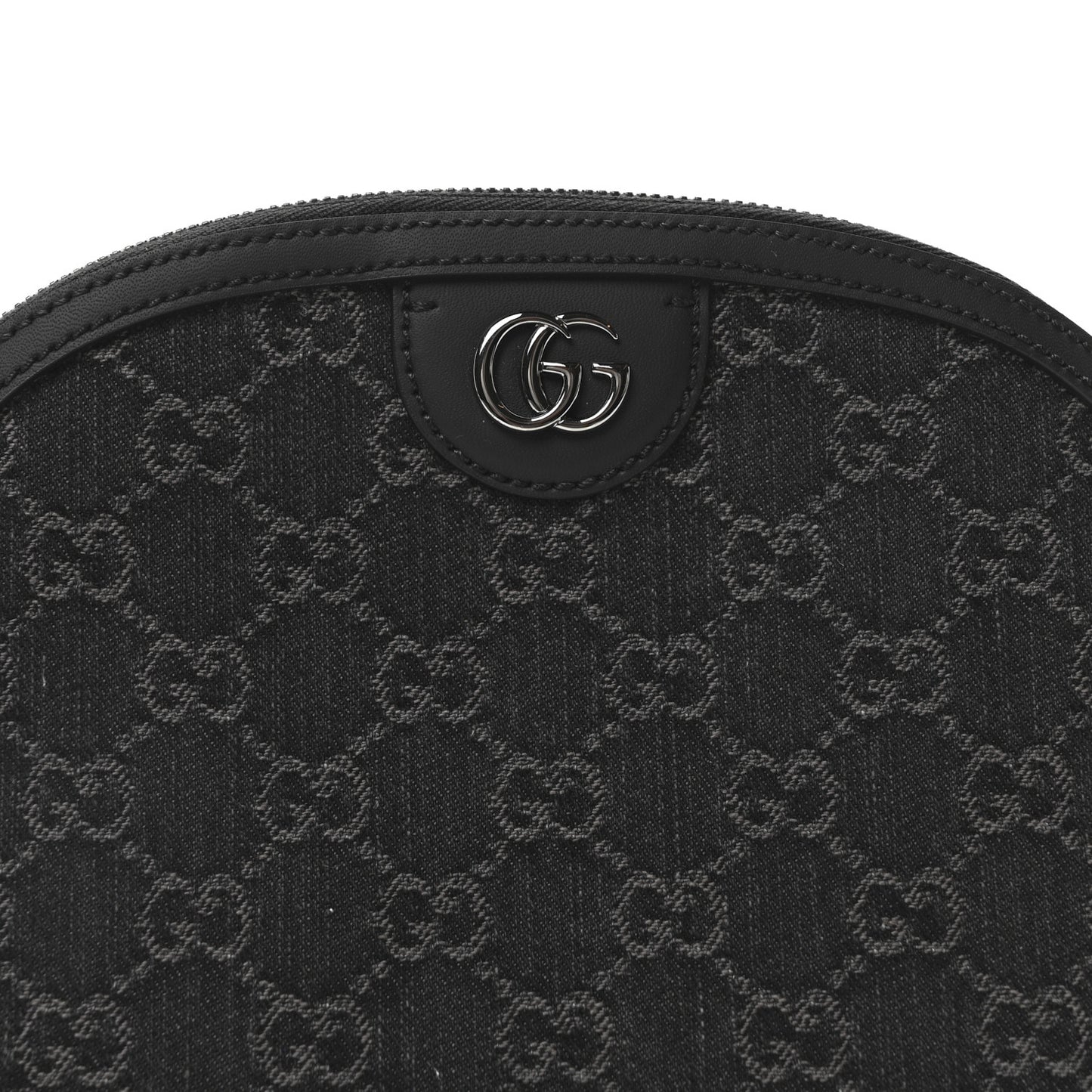Denim Cuoio Harness GG Monogram Small Ophidia Dome Shoulder Bag Black Medium Grey