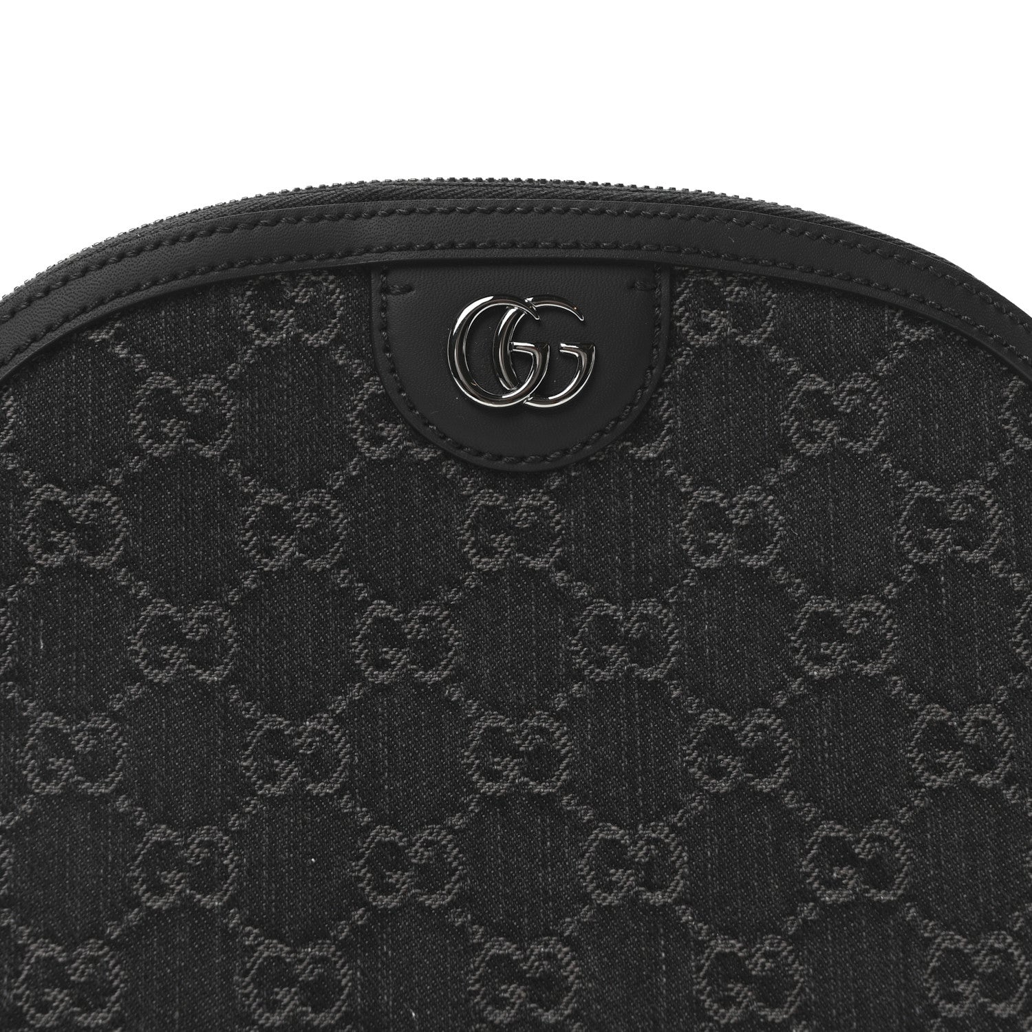 Gucci Denim Cuoio Harness GG Monogram Small Ophidia Dome Shoulder Bag Black Medium Grey 7 of 10