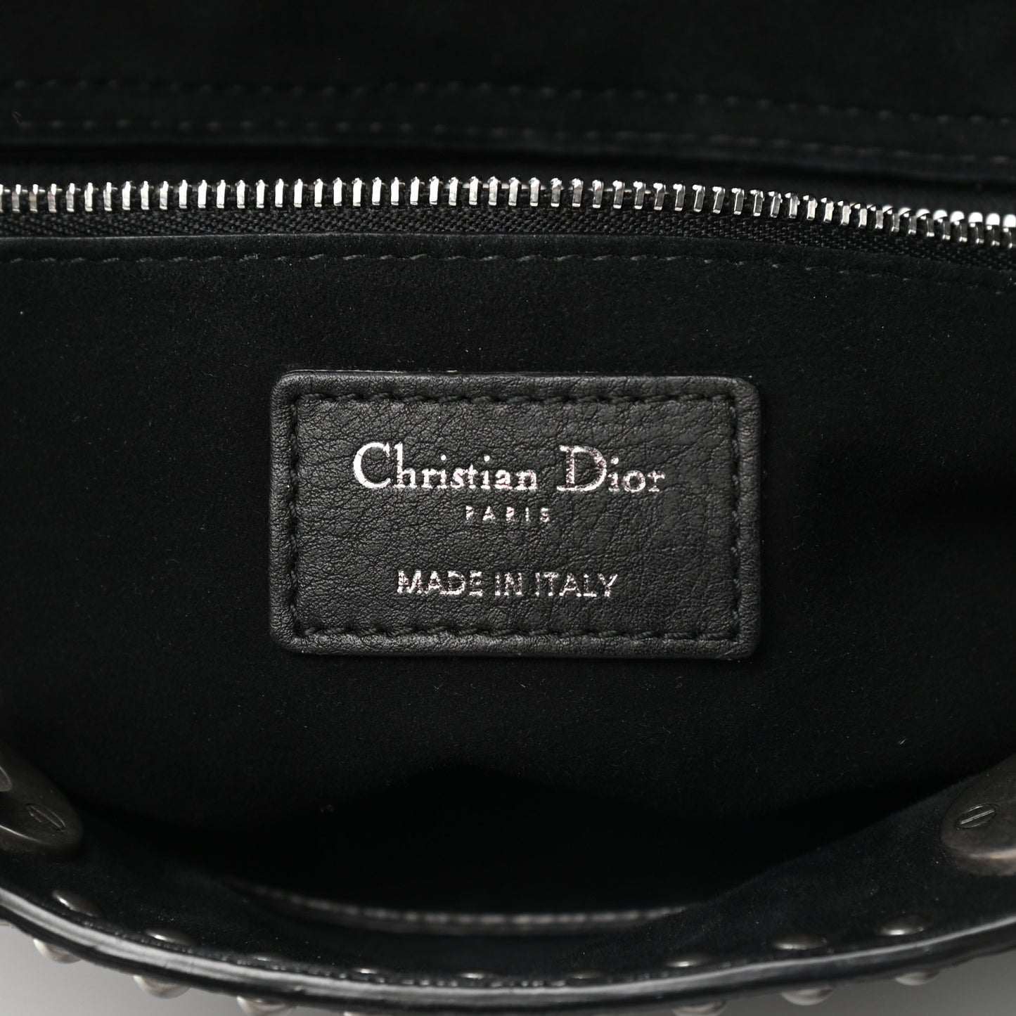 Calfskin Studded Flower Medium Lady Dior Black