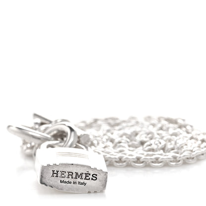 Hermes Sterling Silver Cadenas Kelly Lock Pendant Necklace 4 of 5