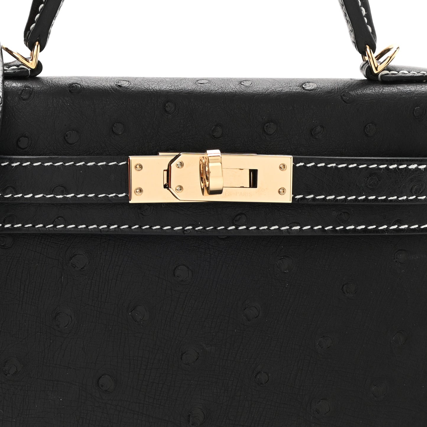 Ostrich Horseshoe Kelly Sellier Mini 20 Black