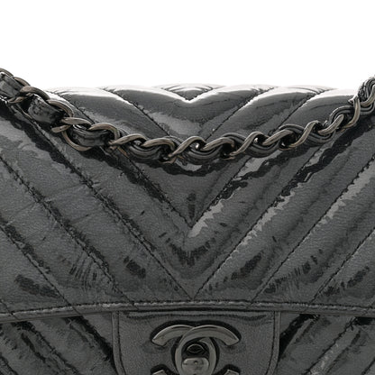 Chanel Patent Metallic Crumpled Calfskin Chevron Quilted Mini Rectangular Flap So Black 8 of 10