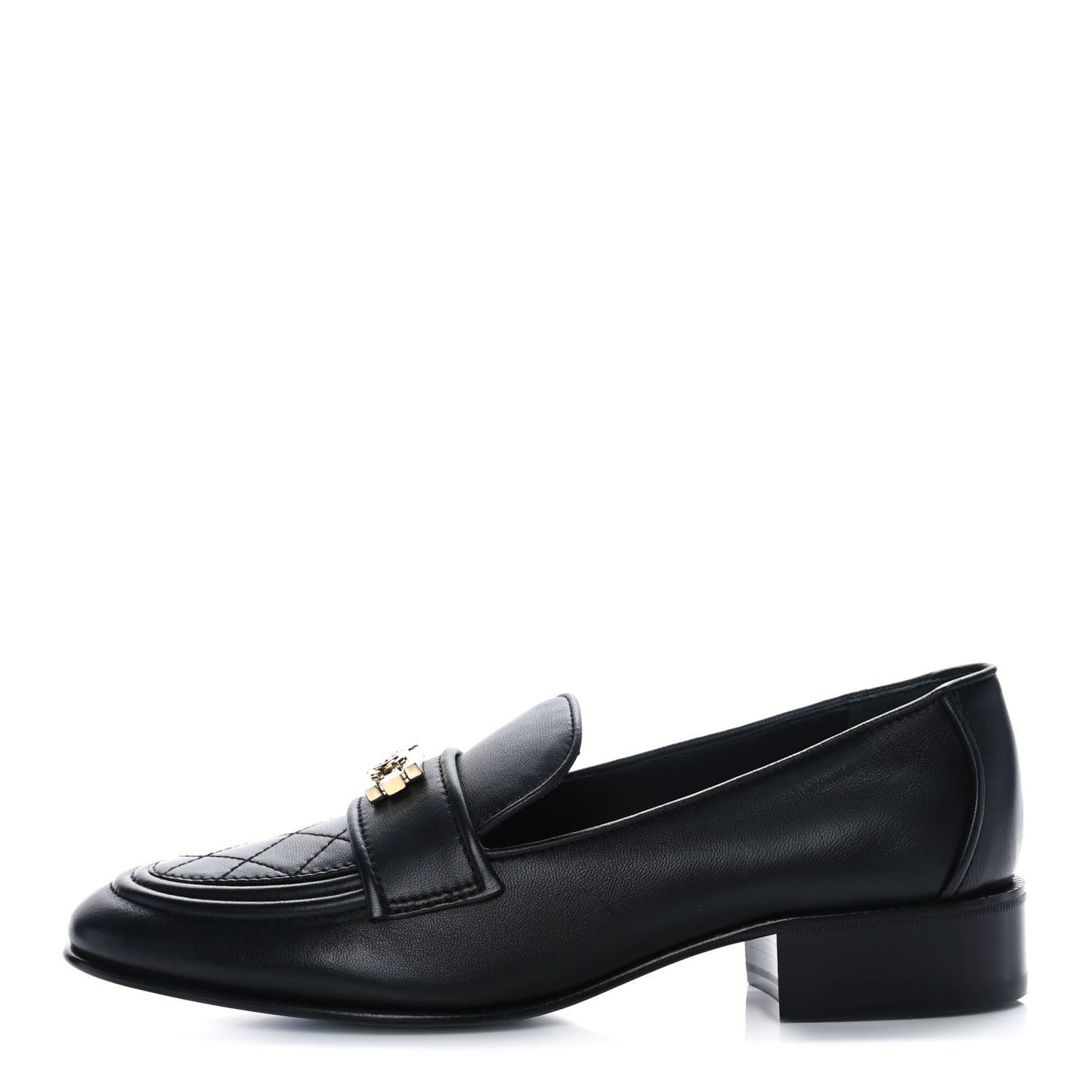 Lambskin Quilted Womens CC Loafers 39 Black