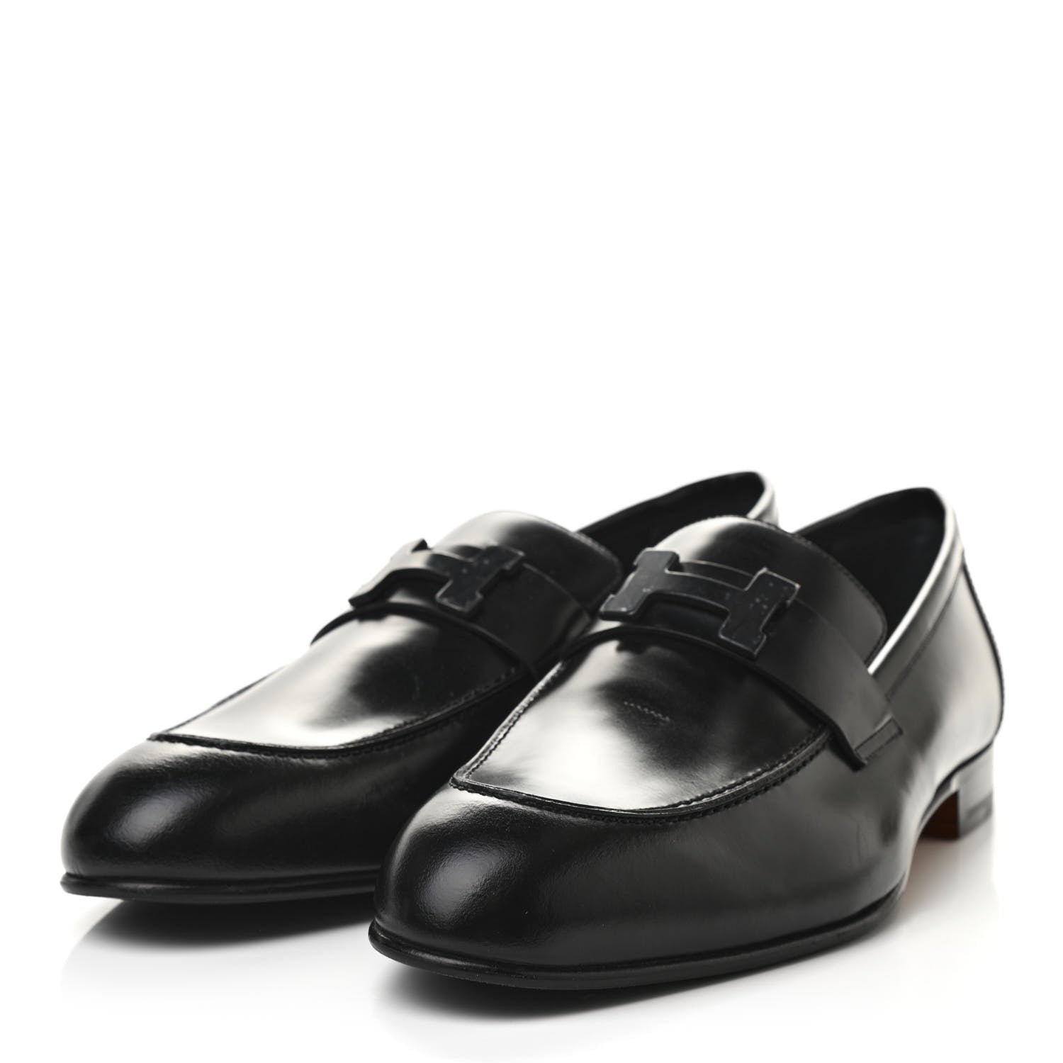 Hermes Goatskin Mens Paris Loafers 42.5 Black 3 of 11