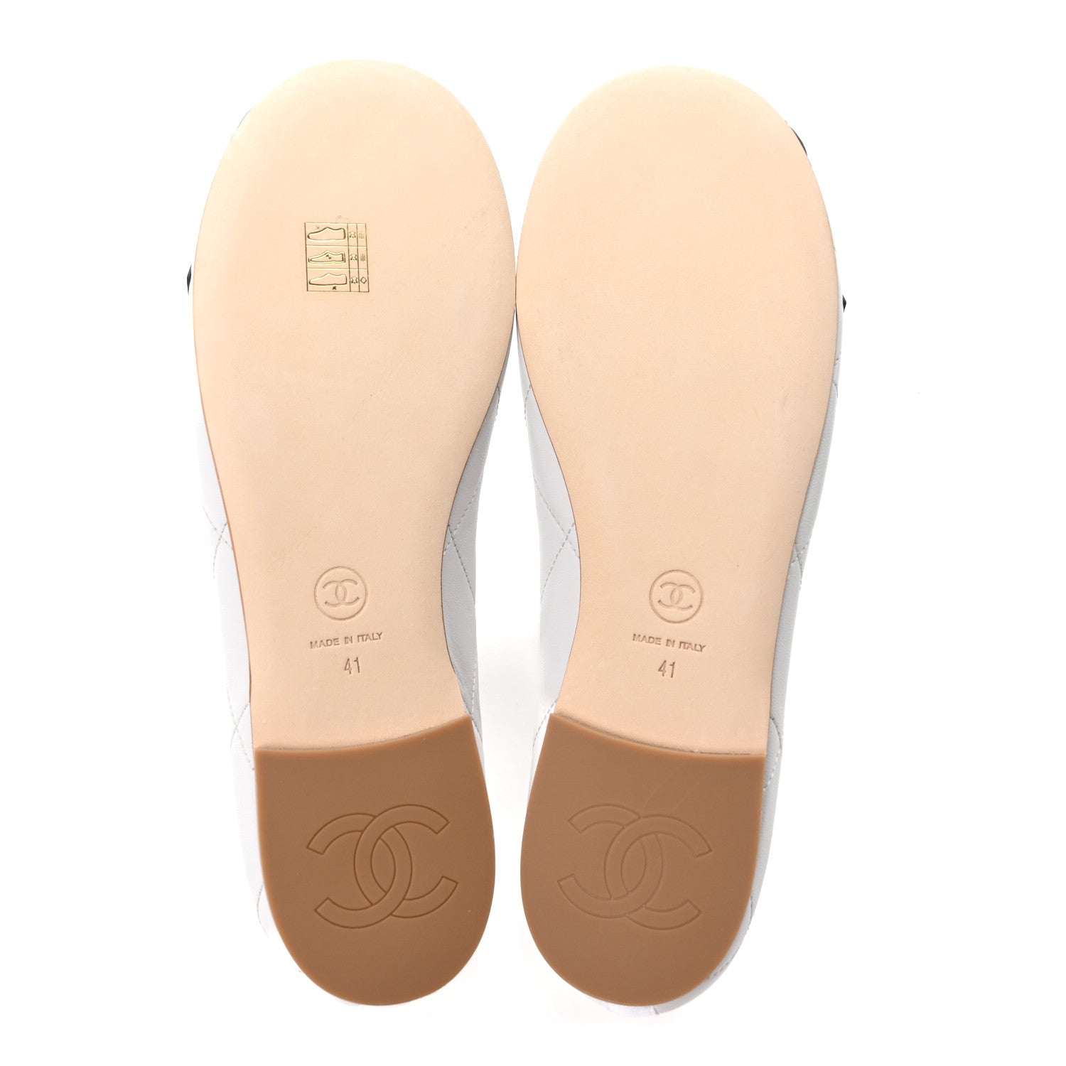 Chanel Lambskin Quilted CC Cambon Ballet Flats 41 White Black 6 of 10