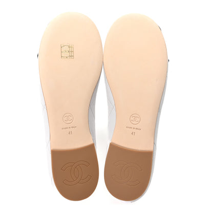 Chanel Lambskin Quilted CC Cambon Ballet Flats 41 White Black 6 of 10
