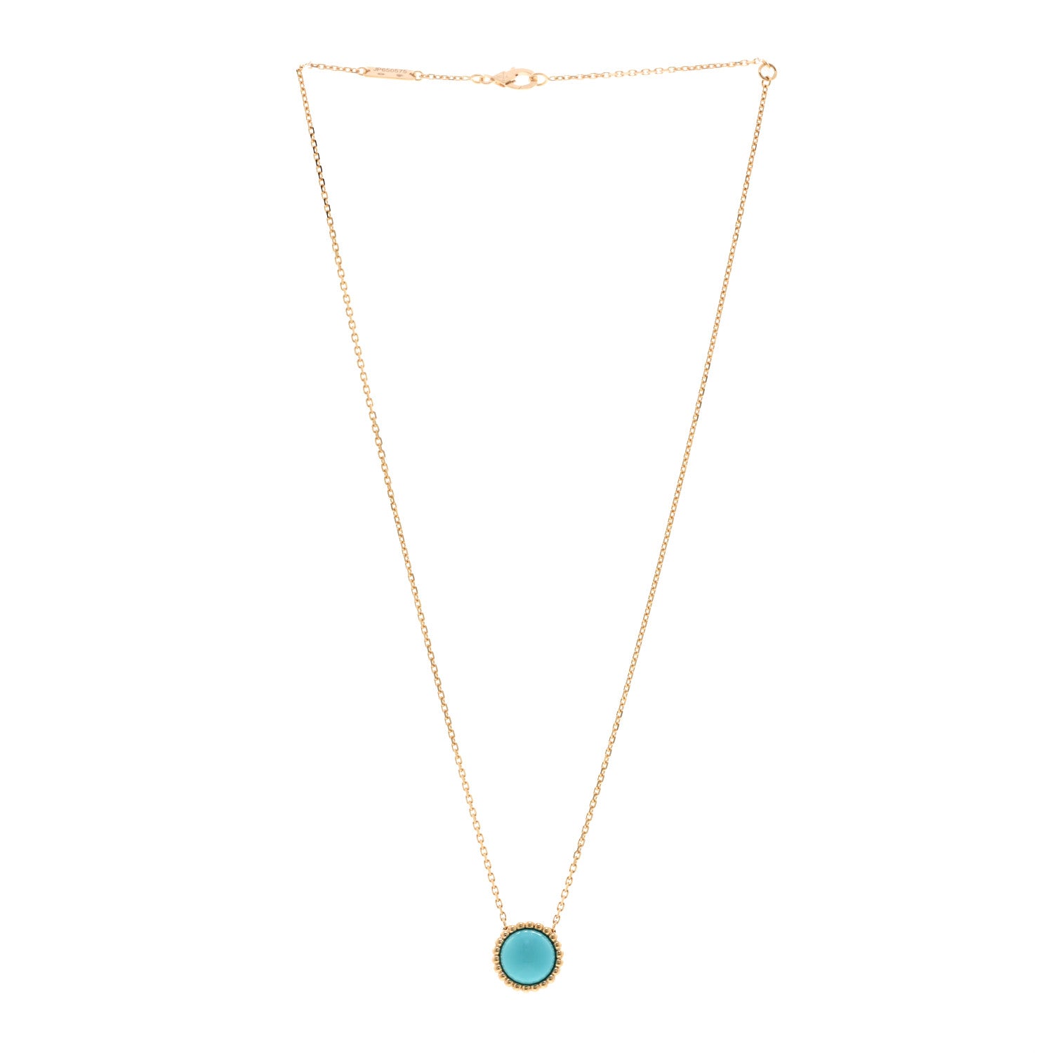 Van Cleef & Arpels 18K Yellow Gold Turquoise Perlee Couleurs Pendant Necklace 3 of 6