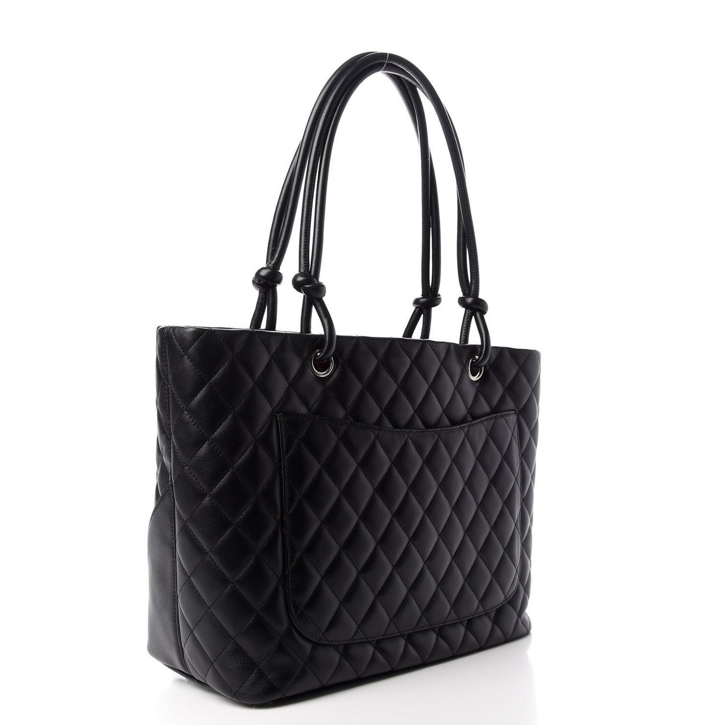 Calfskin Quilted Large Cambon Tote Black