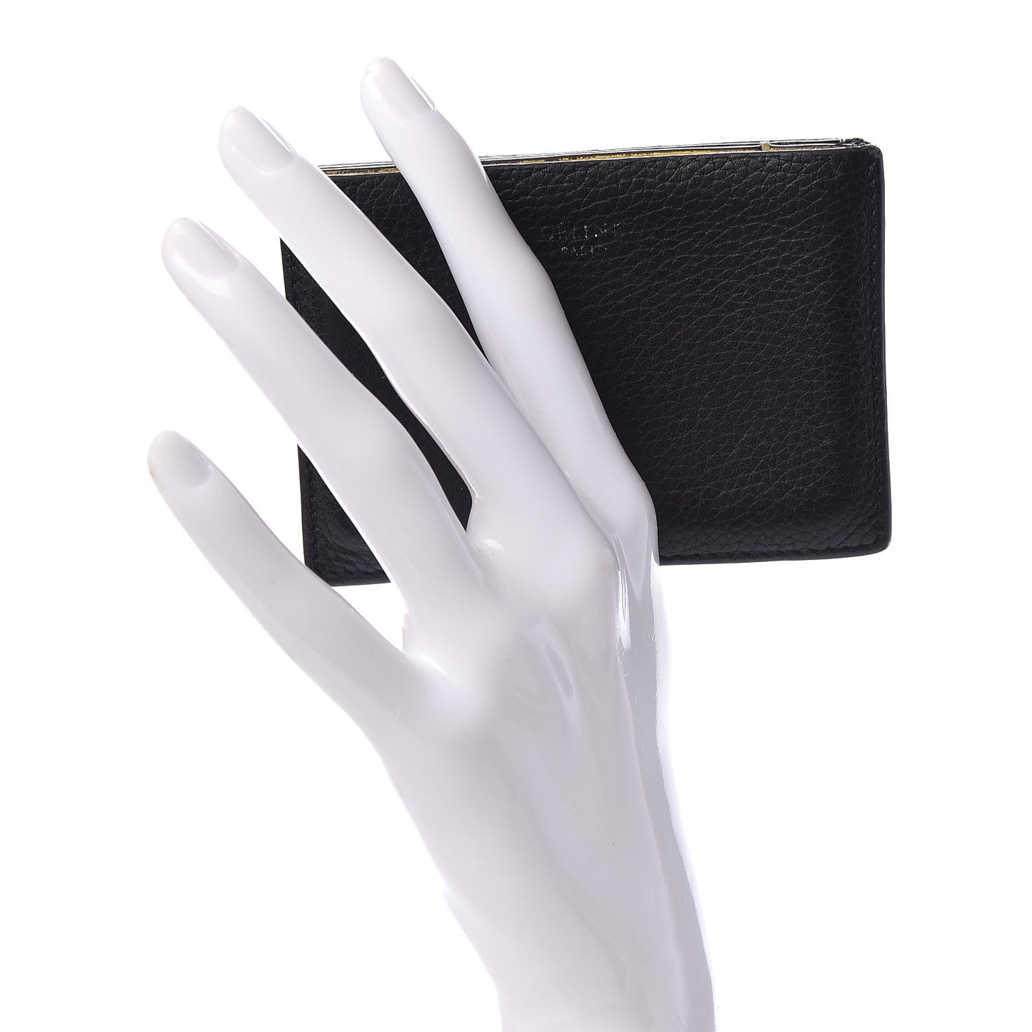 Drummed Calfskin Gusset Card Holder Black