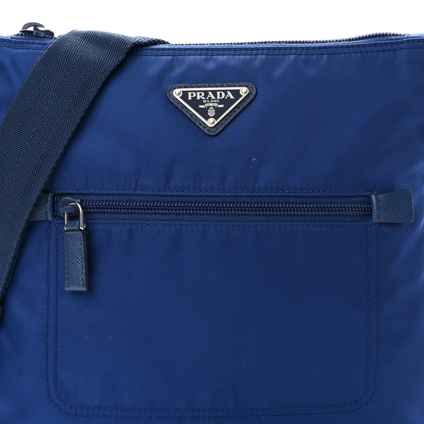 Tessuto Nylon Saffiano Flat Messenger Bag Bluette