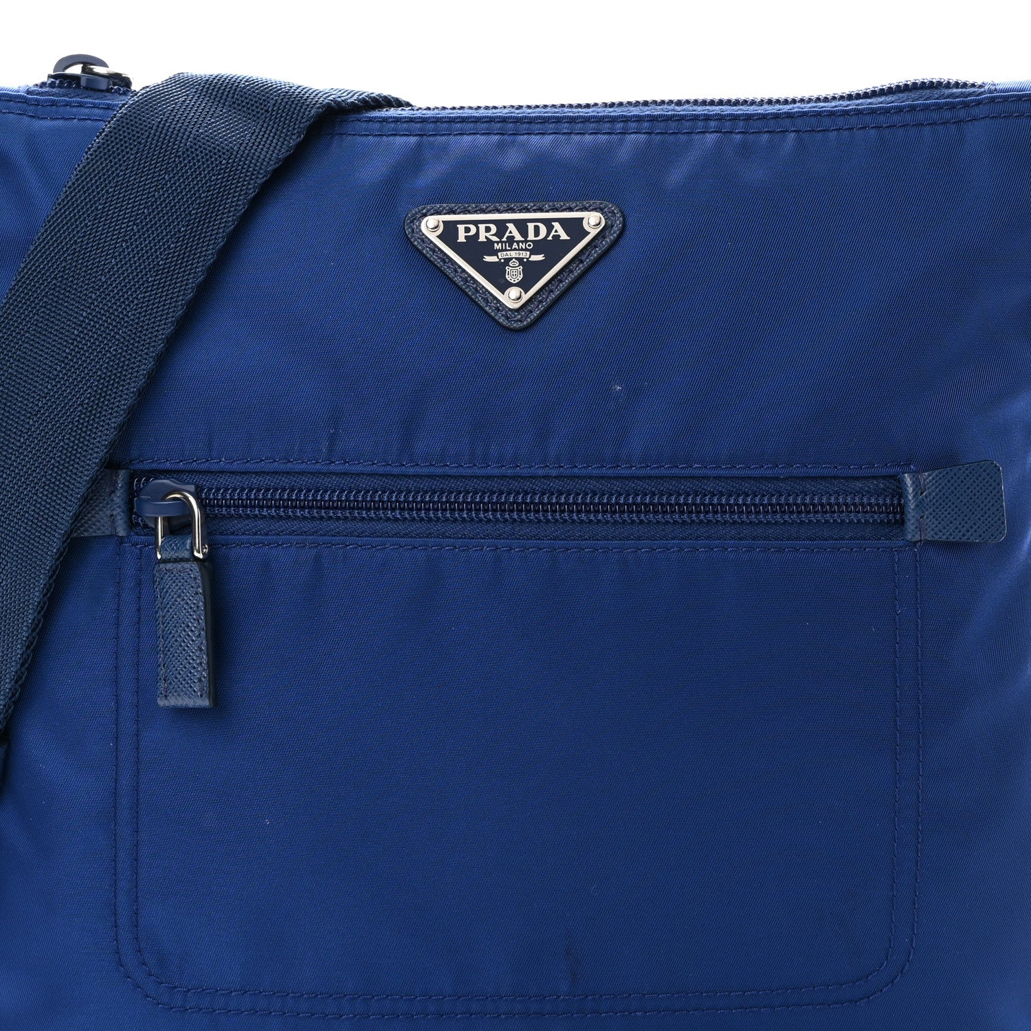 Prada Tessuto Nylon Saffiano Flat Messenger Bag Bluette 9 of 15