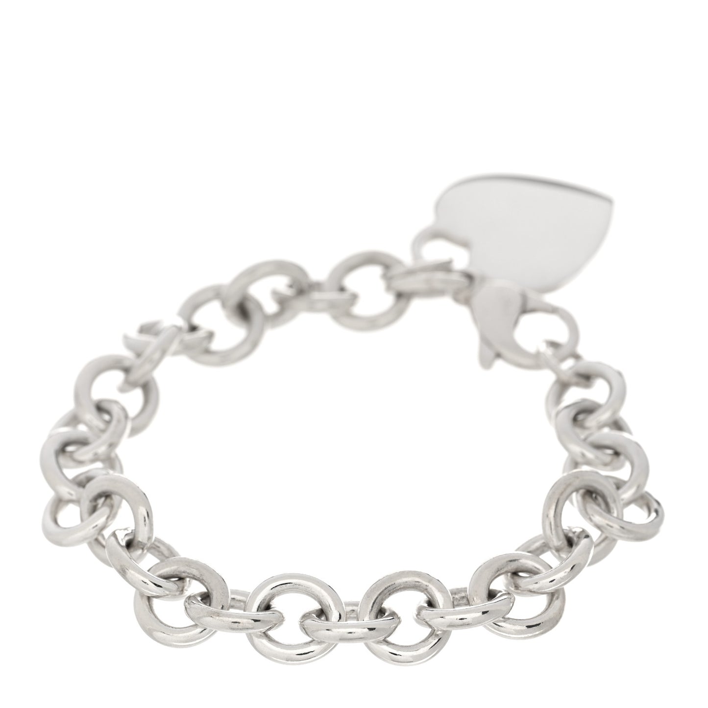 Sterling Silver Heart Tag Charm Bracelet