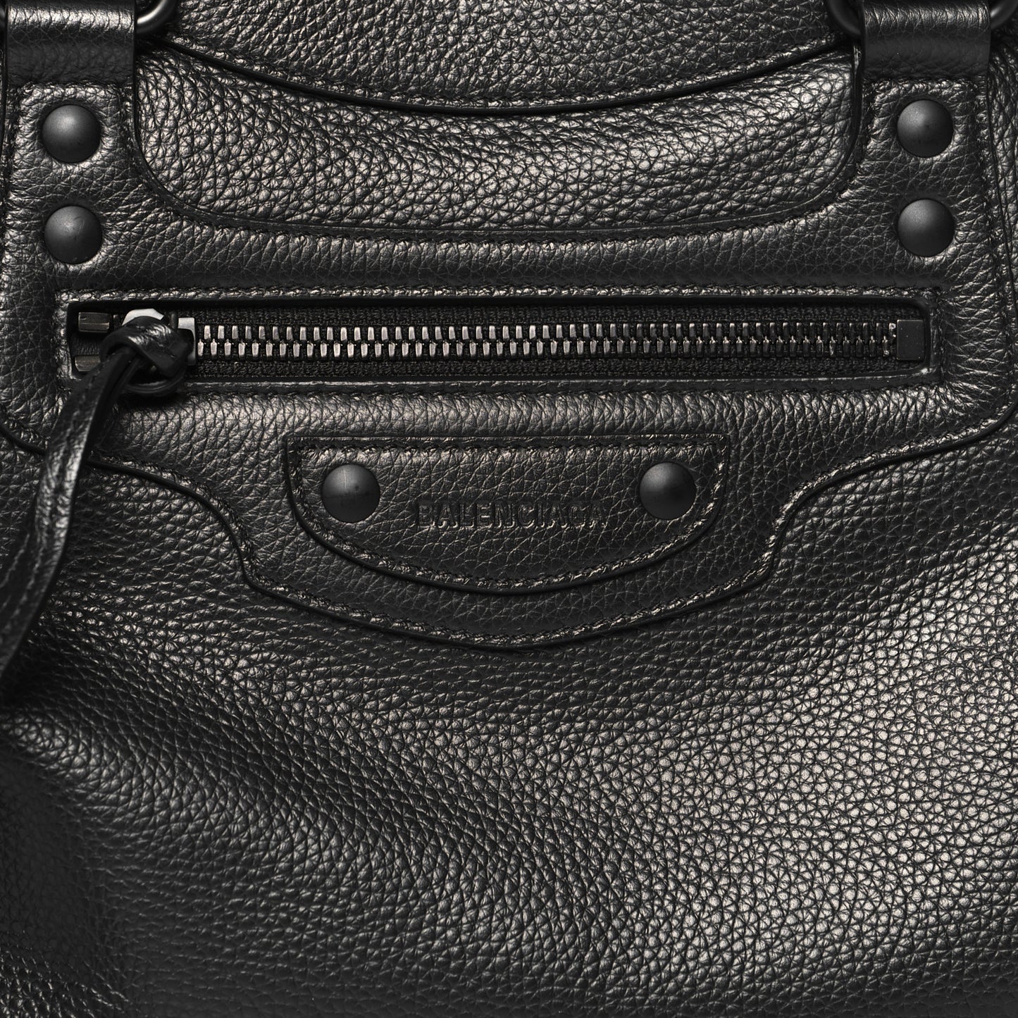 Grained Calfskin Black Hardware Neo Classic City Black