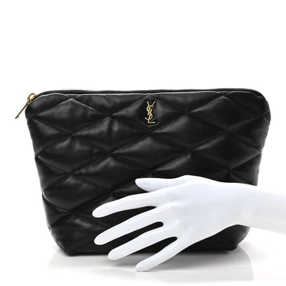 Saint Laurent Lambskin Monogram Medium Sade Puffer Pouch Black 2 of 7