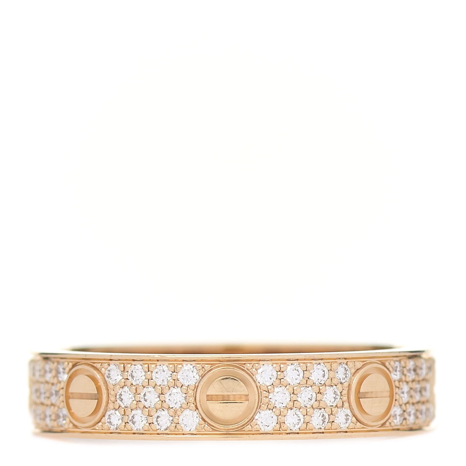 Cartier 18K Yellow Gold Diamond 4mm LOVE Wedding Paved Band Ring 52 6 1 of 5