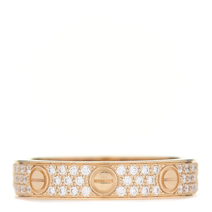 Cartier 18K Yellow Gold Diamond 4mm LOVE Wedding Paved Band Ring 52 6 1 of 5
