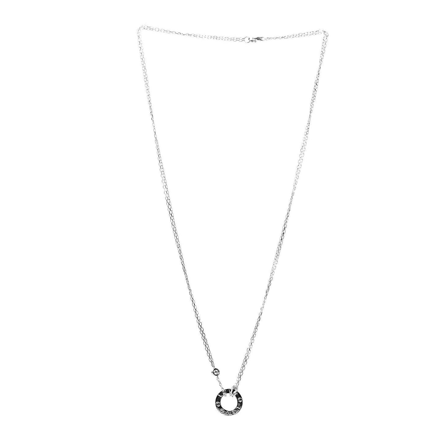 18K White Gold 2 Diamond LOVE Necklace