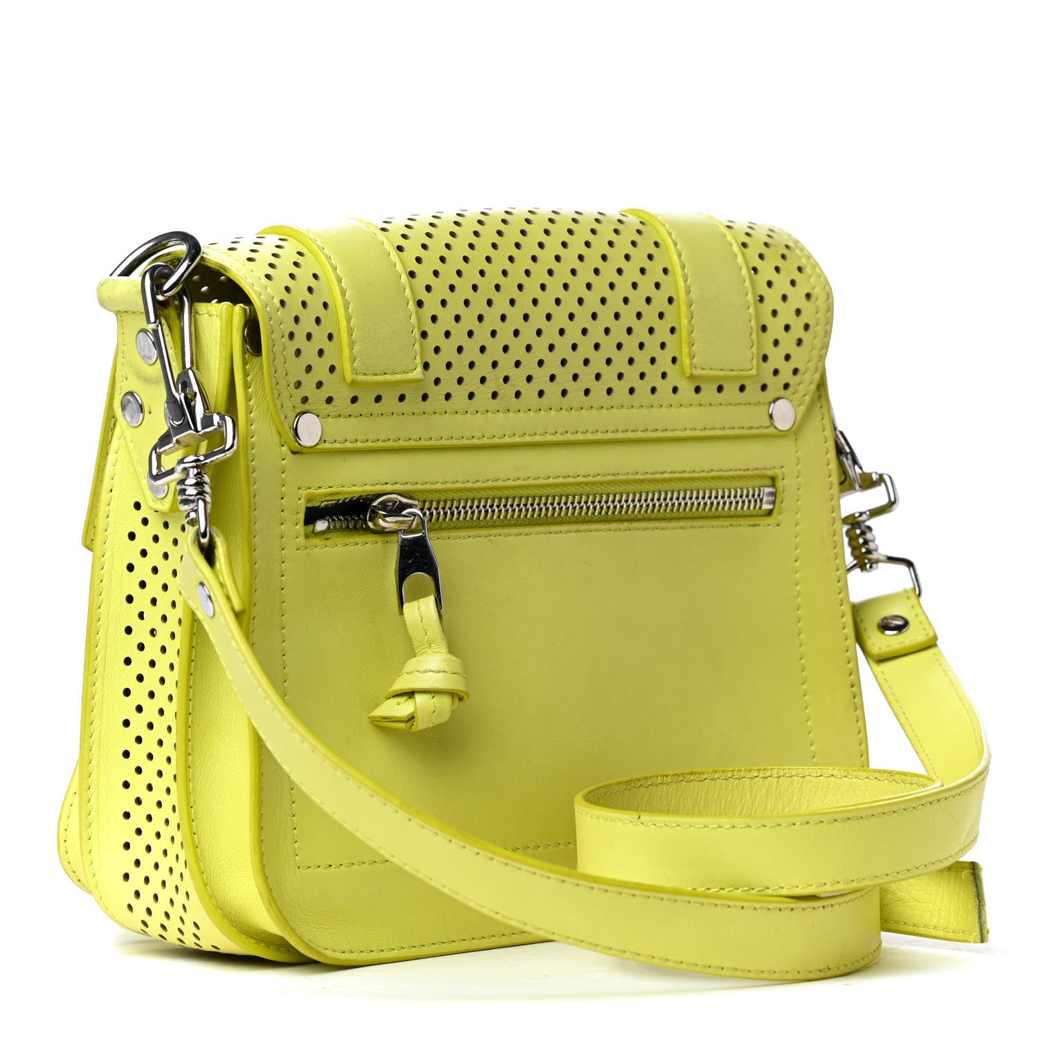 Proenza Schouler Lambskin Perforated PS1 Pouch Messenger Sulphur 2 of 4