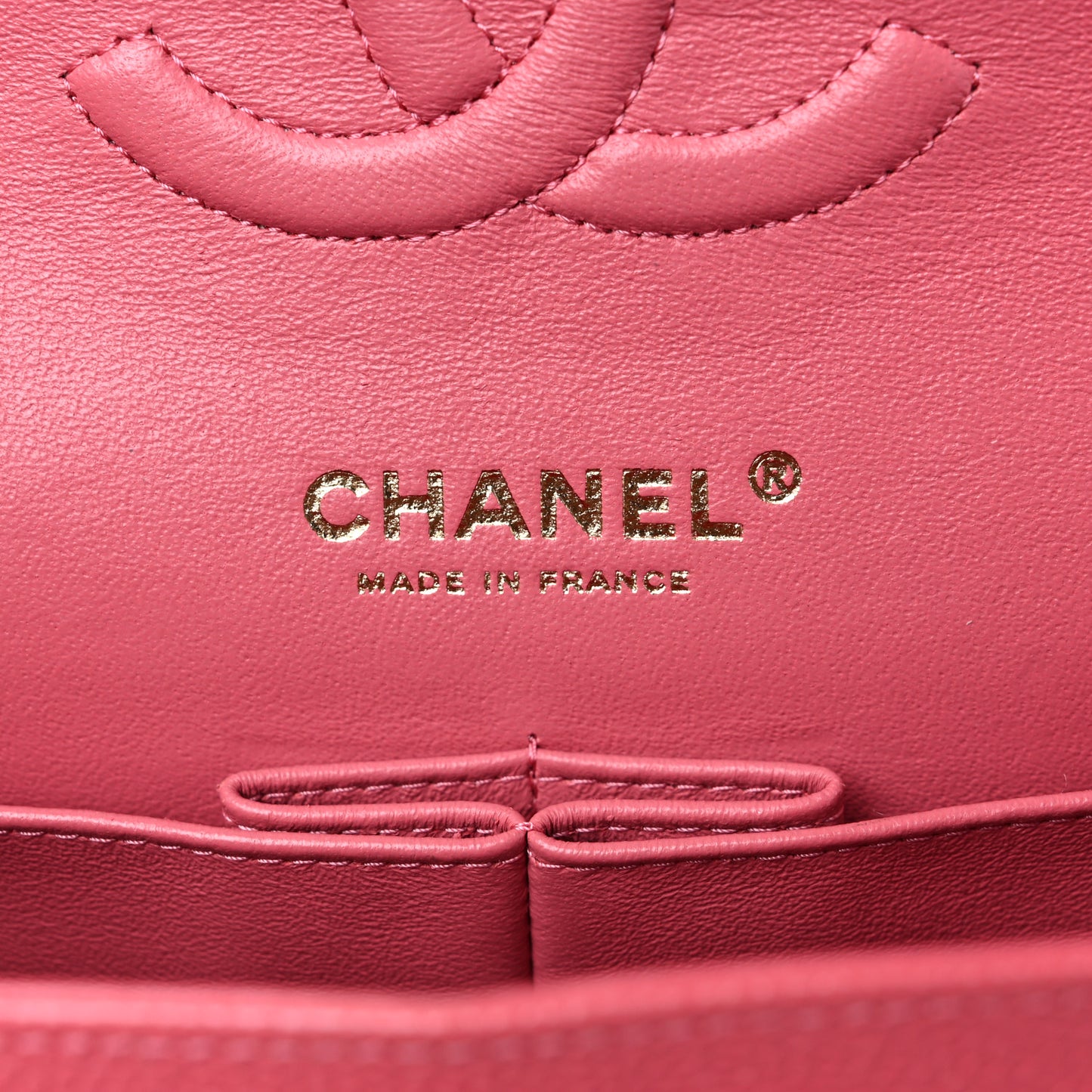 Metallic Caviar Quilted Medium Double Flap Pink